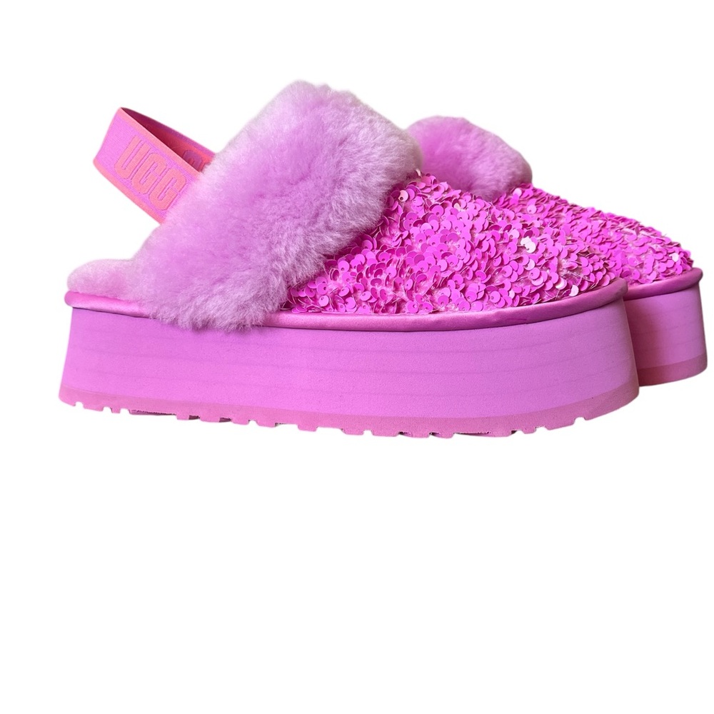 Size 9  pink furry authentic UGG  platform